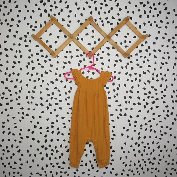 Cat & Jack Other - Cat & Jack Mustard Yellow Flutter Sleeve Baby Jumpsuit